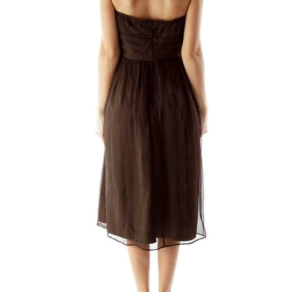 J.Crew Brown Strapless Silk Dress - Picture 2 of 3